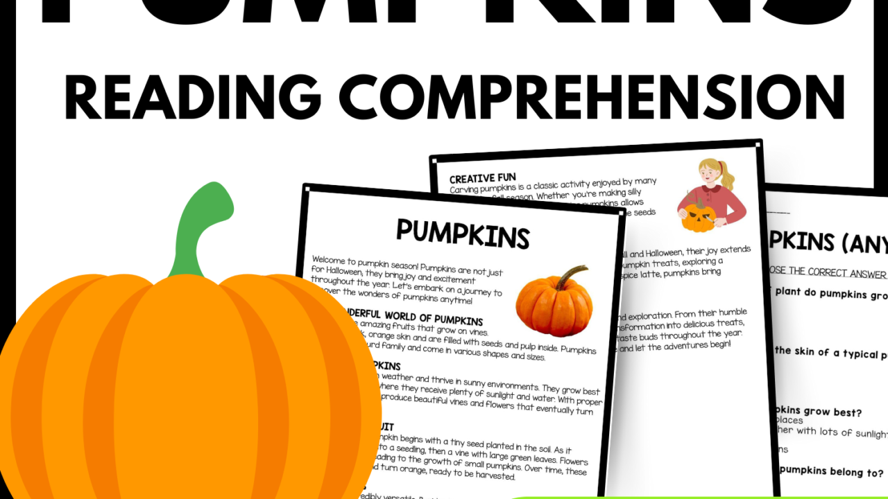 Pumpkin Reading Comprehension Worksheet-Printable and Editable