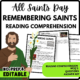 Remembering Saints Reading Comprehension Worksheet-Printable and Editable