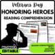 Honoring Heroes Reading Comprehension Worksheet-Printable and Editable