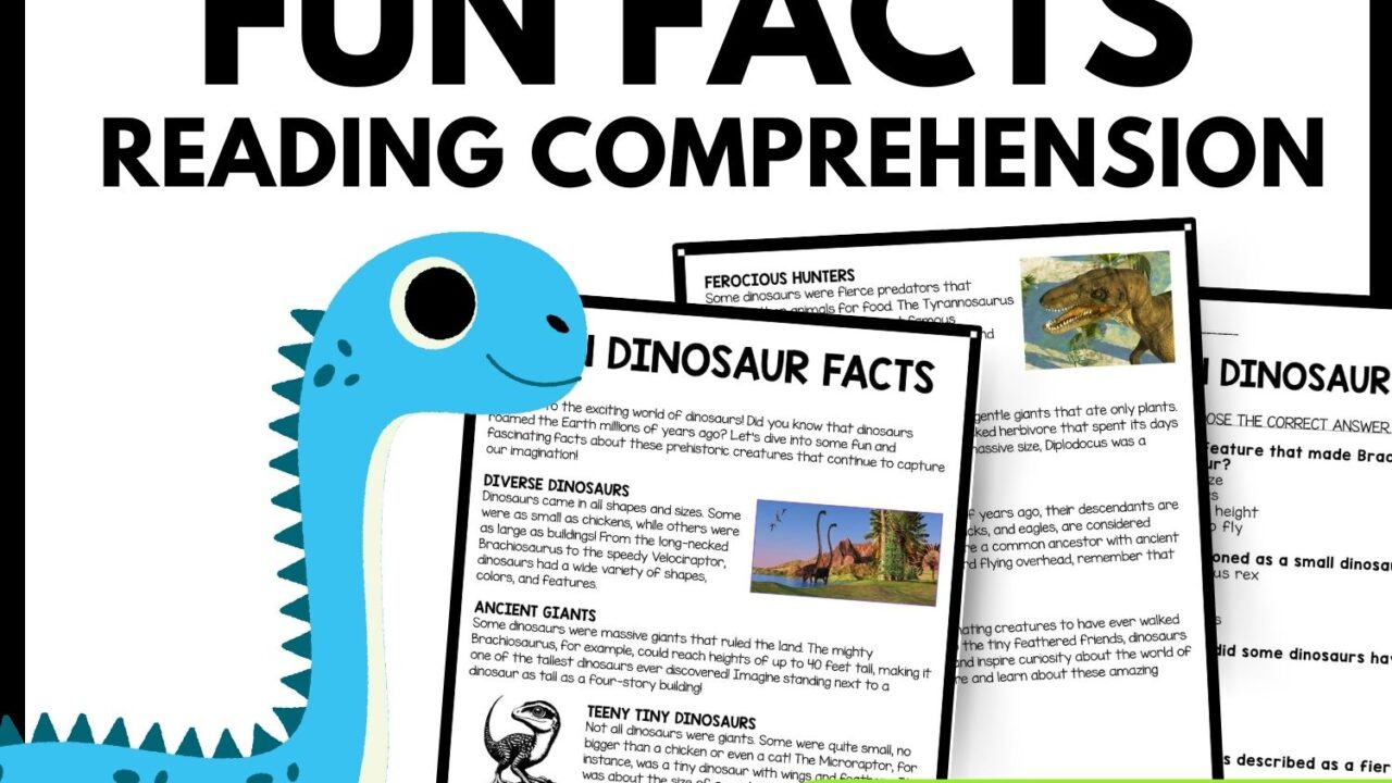 Fun Dinosaur Facts Reading Comprehension Worksheet-Printable and Editable