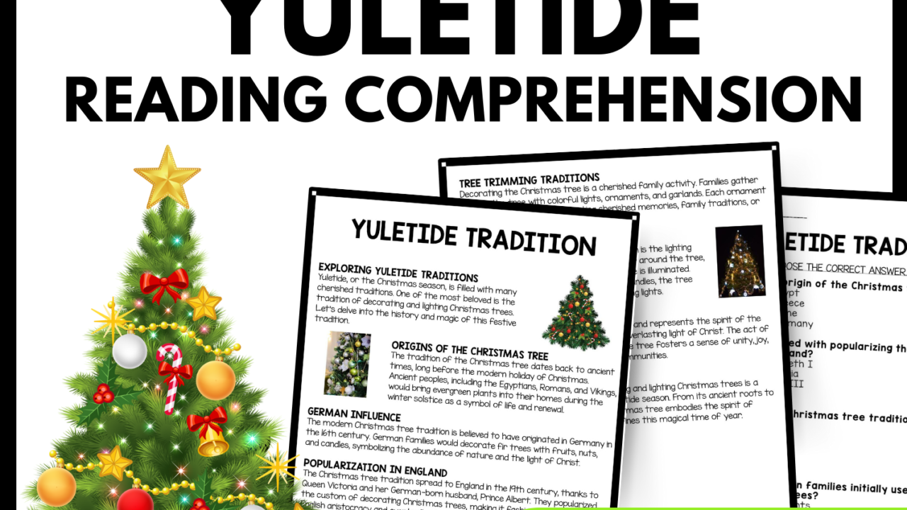 Yuletide Tradition Reading Comprehension Worksheet-Printable and Editable