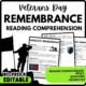 Patriotic Remembrance Reading Comprehension Worksheet-Printable and Editable