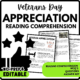 Veteran Appreciation Reading Comprehension Worksheet-Printable and Editable