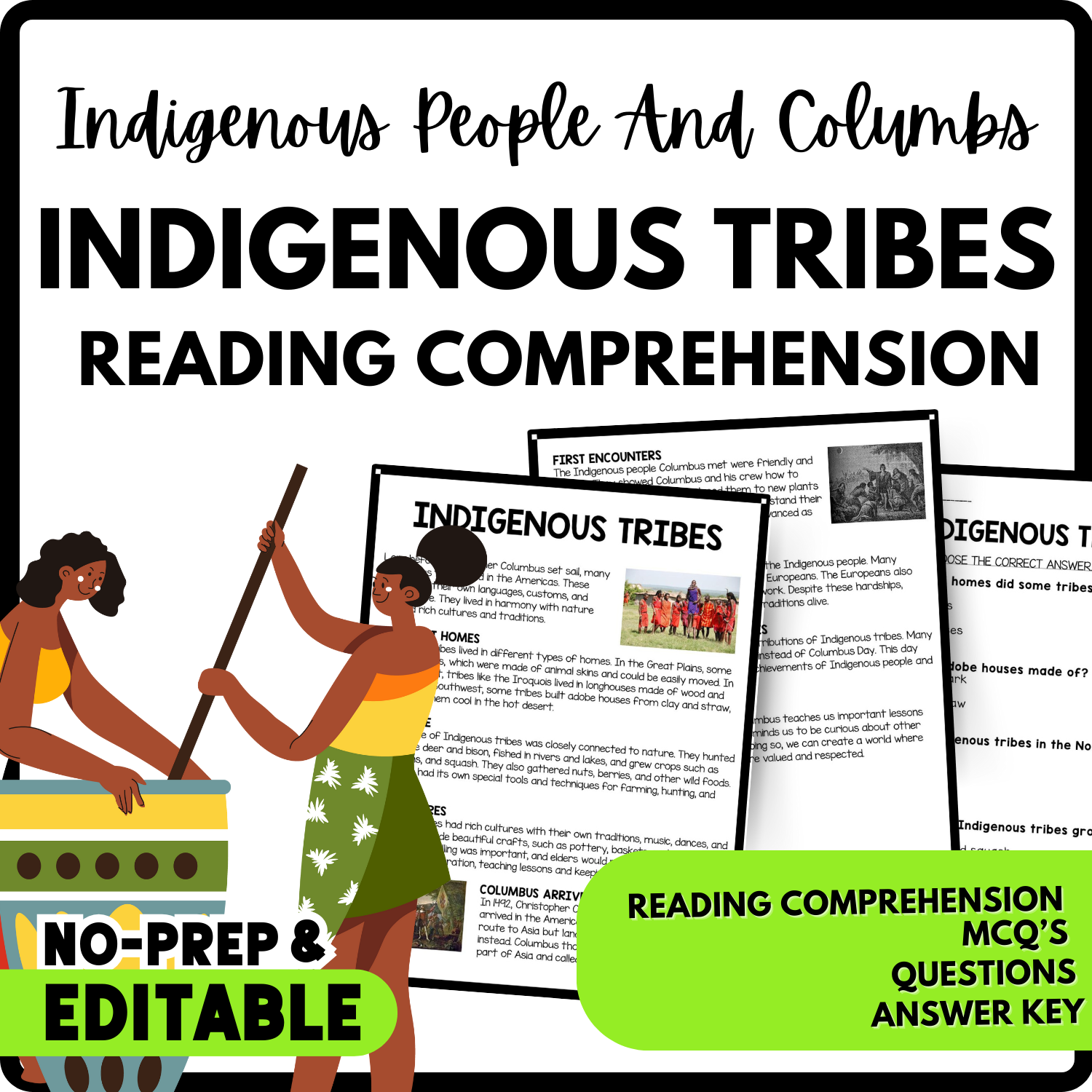 Indigenous Tribes Reading Comprehension Worksheet-Printable and Editable