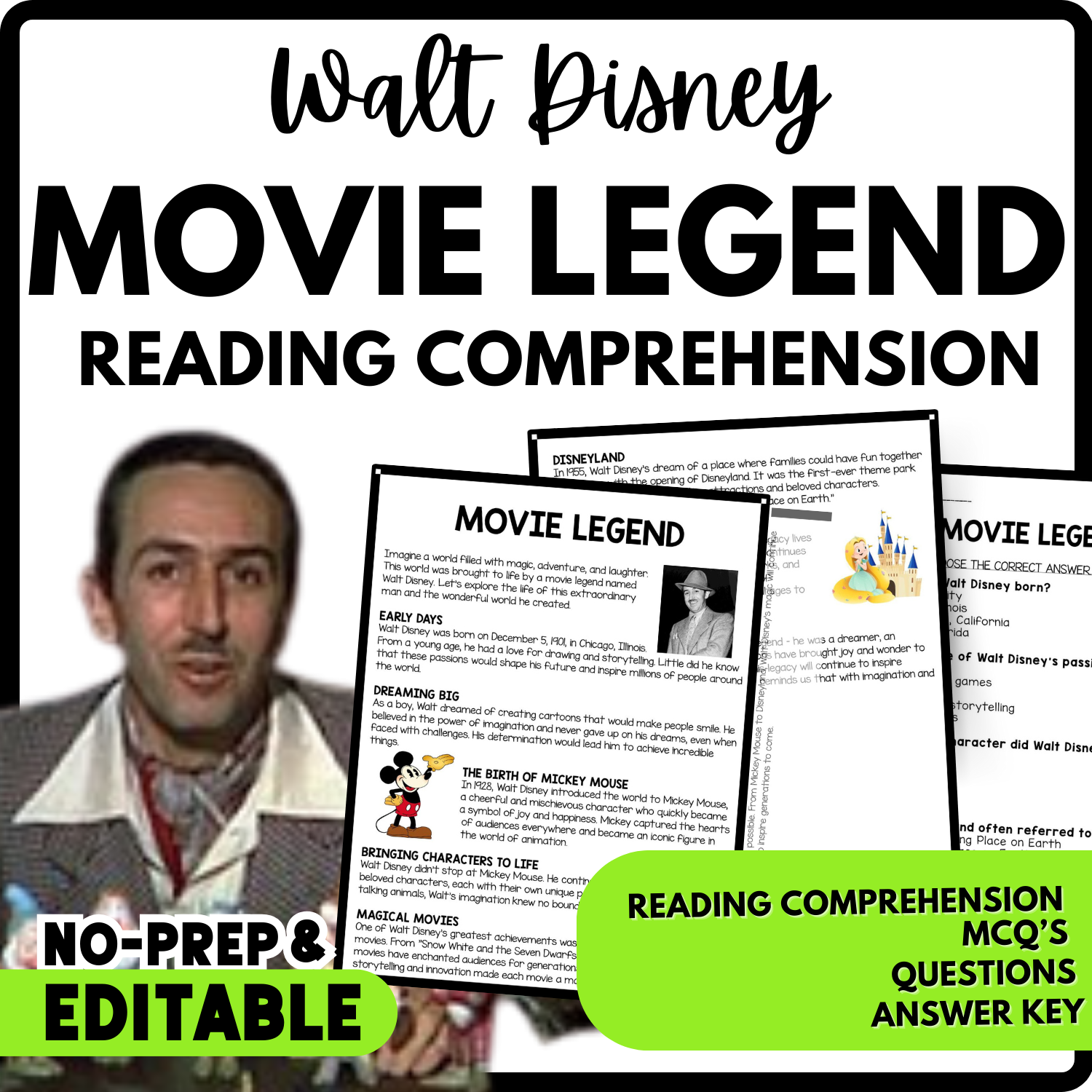 Movie Legend Reading Comprehension Worksheet-Printable and Editable