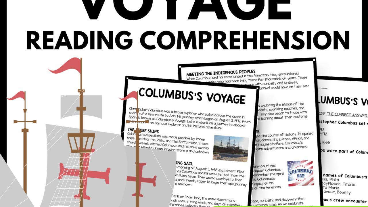 Women's History Month Columbus's Voyage Reading Comprehension Worksheet-Printable and Editable