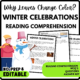Winter Celebrations Reading Comprehension Worksheet-Printable and Editable