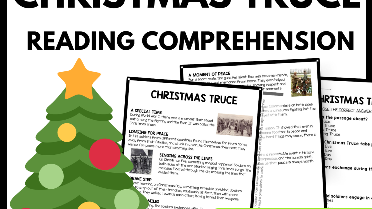 Christmas Truce Reading Comprehension Worksheet-Printable and Editable