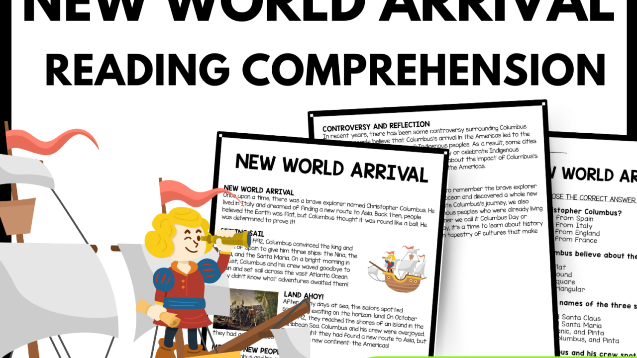 Women's History Month New World Arrival Reading Comprehension Worksheet-Printable and Editable