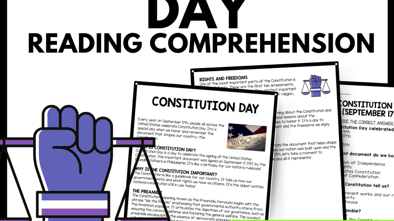 Women's History Month Constitution Day  Reading Comprehension Worksheet-Printable and Editable