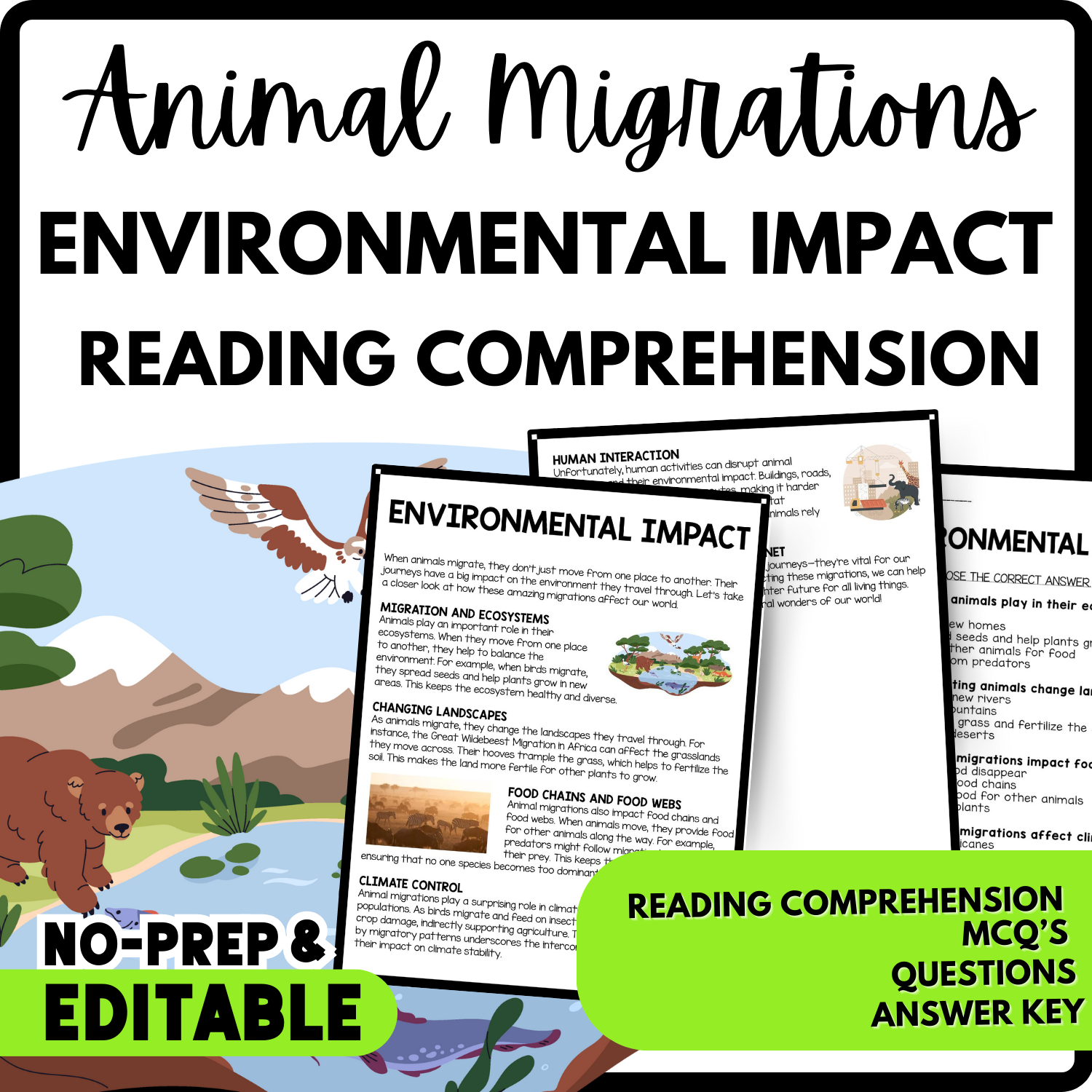 Environmental Impact Reading Comprehension Worksheet-Printable and Editable