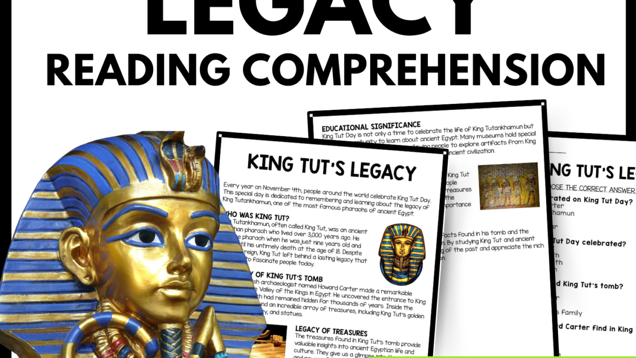 King Tuts Legacy Reading Comprehension Worksheet-Printable and Editable