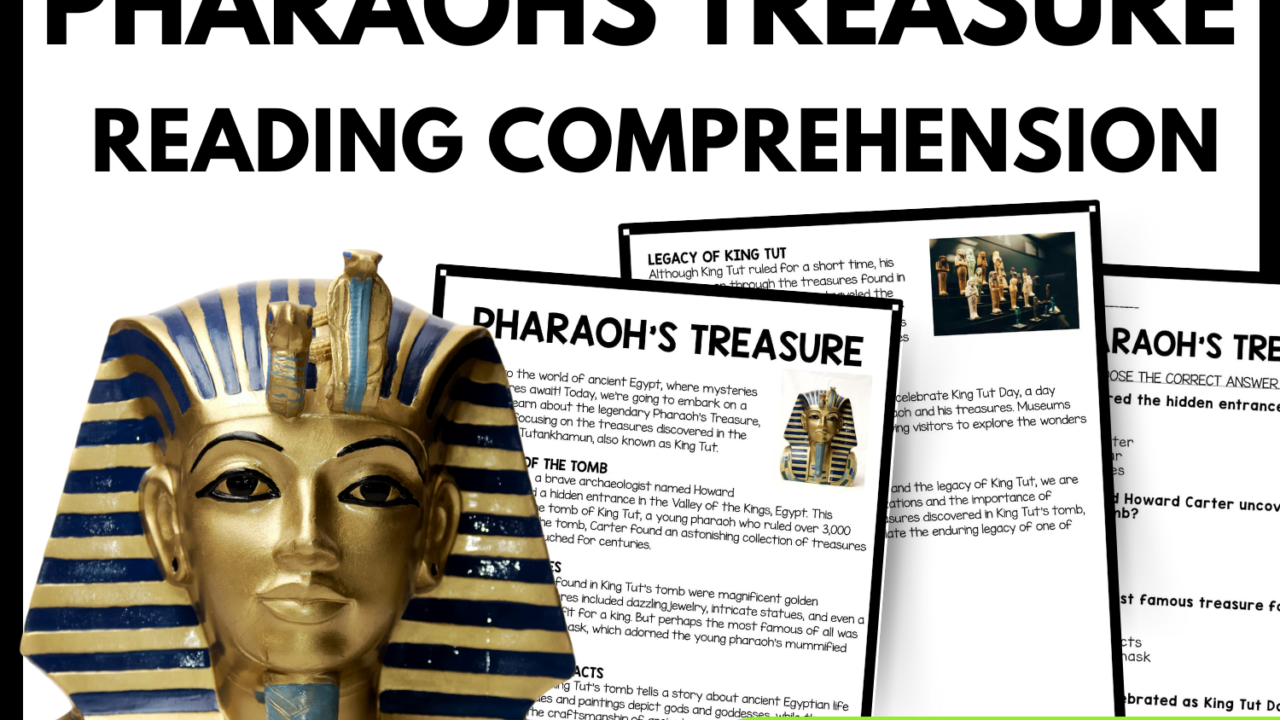 Pharaohs Treasure Reading Comprehension Worksheet-Printable and Editable