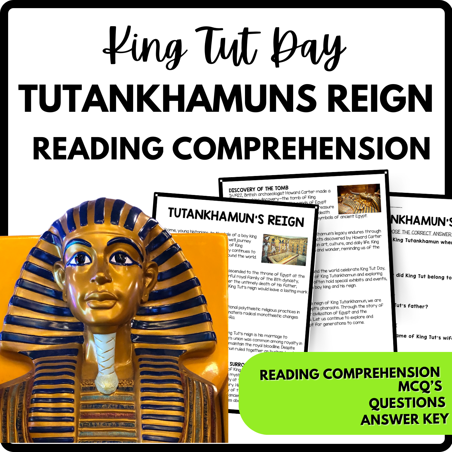 Tutankhamuns Reign Reading Comprehension Worksheet-Printable and Editable