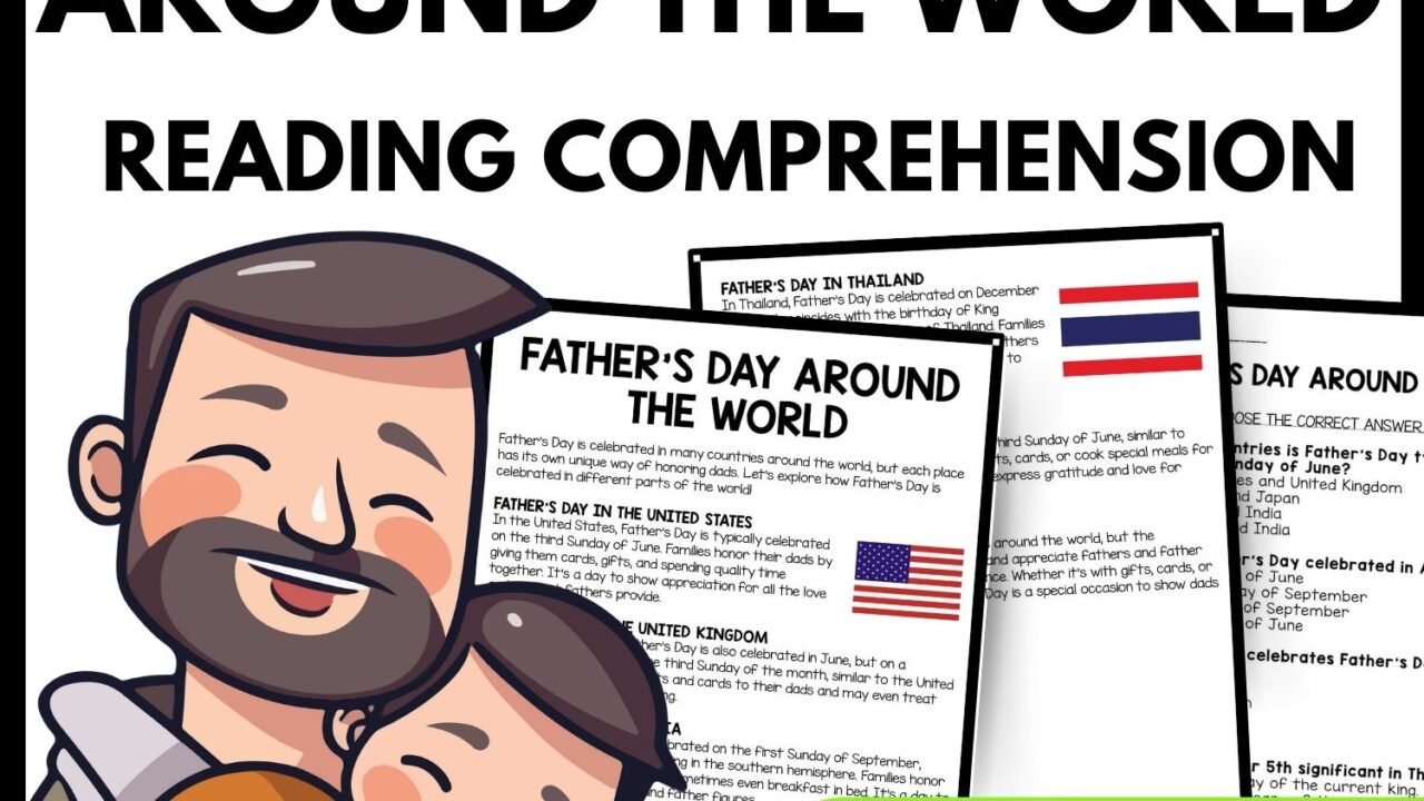 Father's Day Around the World Reading Comprehension Worksheet-Printable and Editable