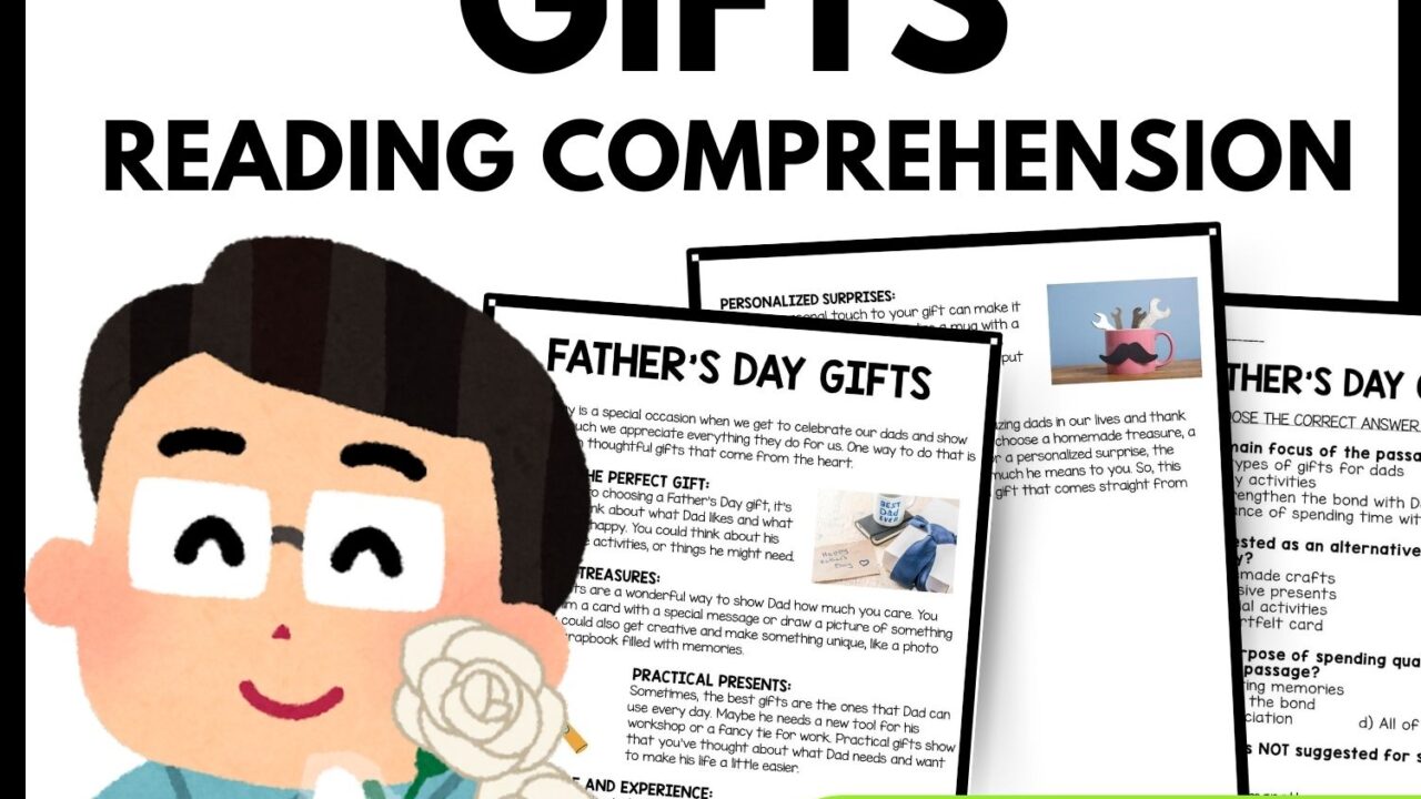 Father's Day Gifts Reading Comprehension Worksheet-Printable and Editable