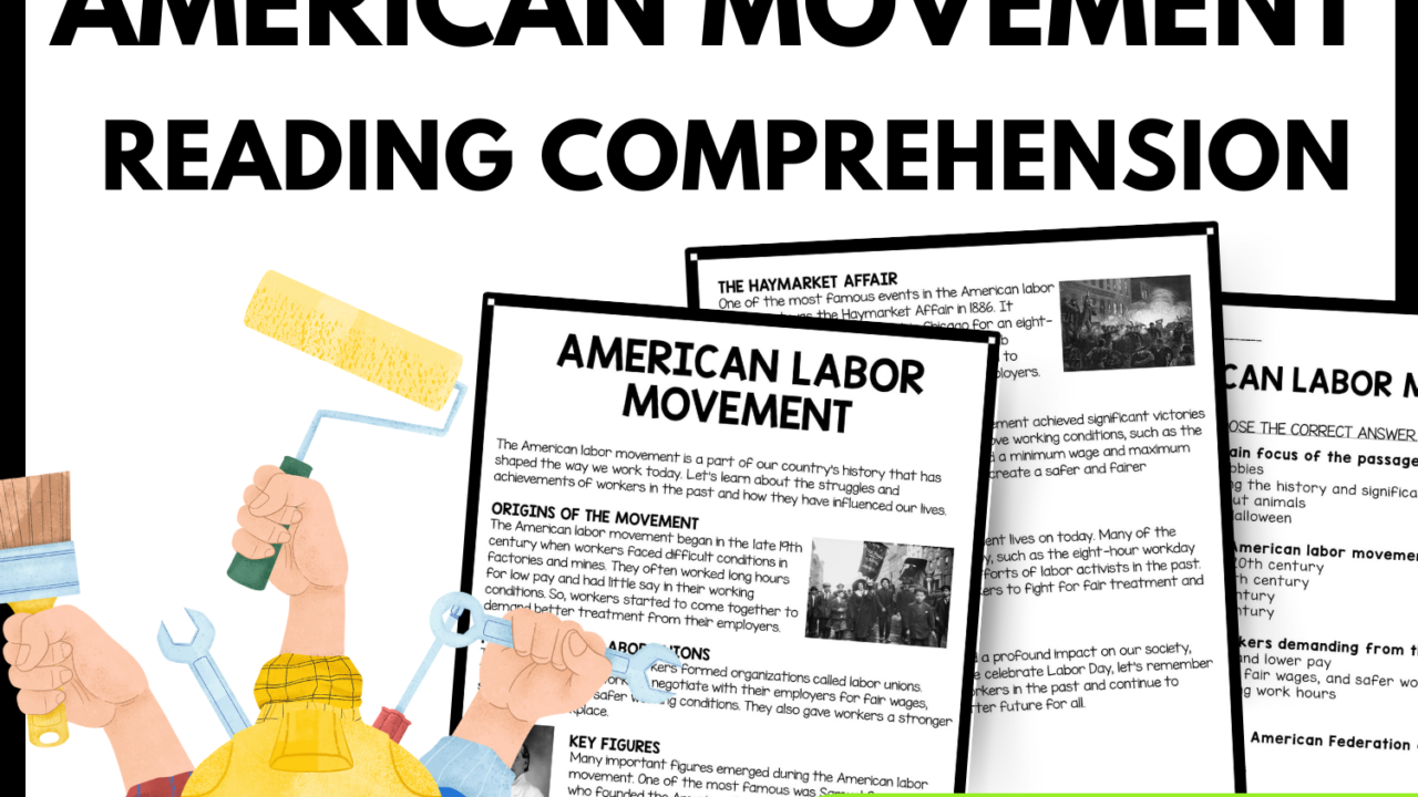 American Labor Movement Reading Comprehension Worksheet-Printable and Editable