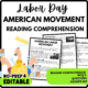 American Labor Movement Reading Comprehension Worksheet-Printable and Editable