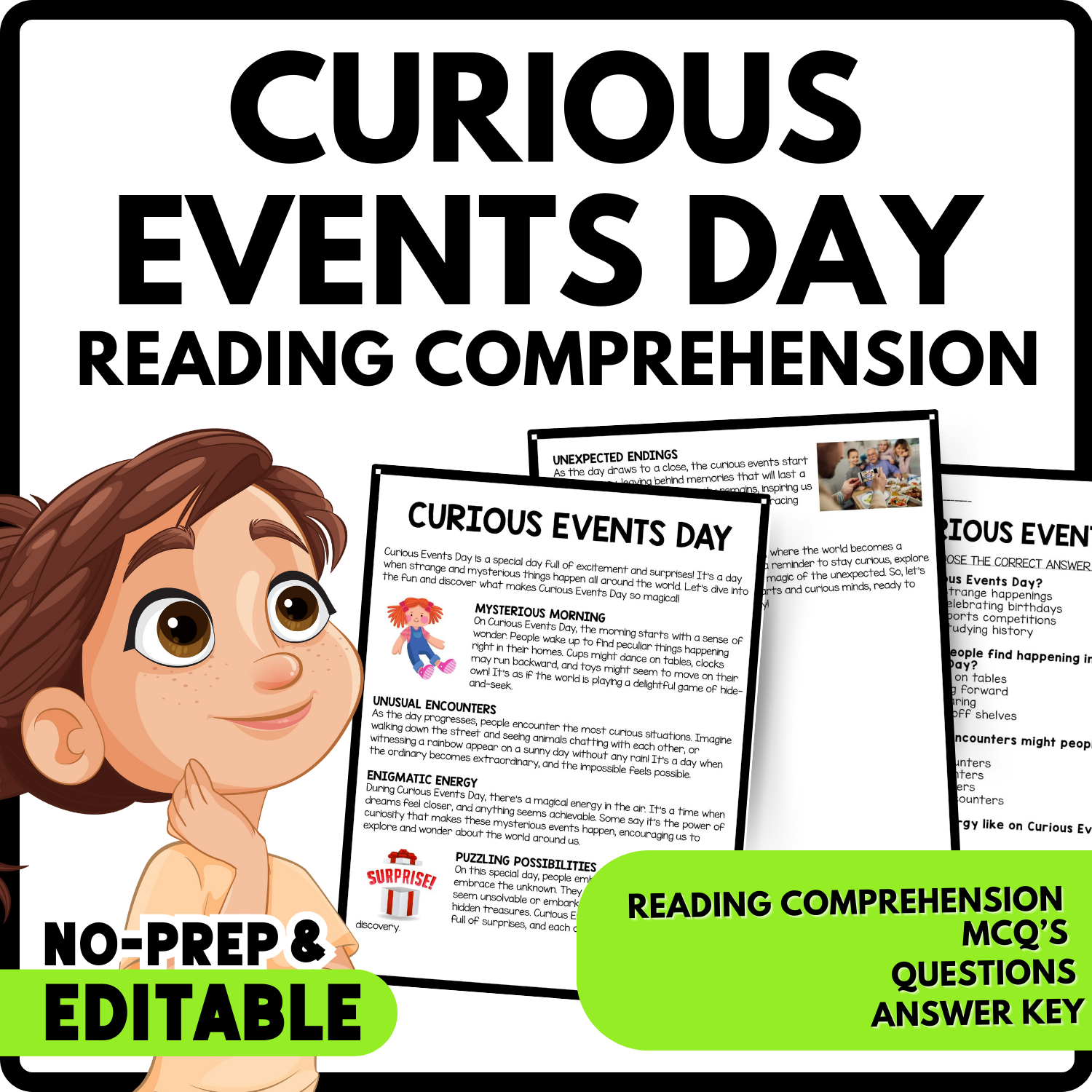 Women's History Month Curious Events Day Reading Comprehension Worksheet-Printable and Editable