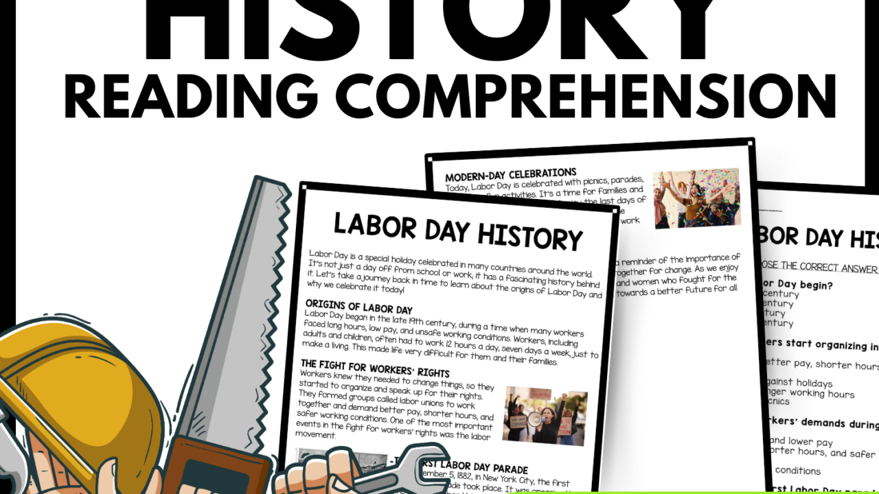 Labor Day History Reading Comprehension Worksheet-Printable and Editable