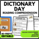 Dictionary Day (Noah Webster's Birthday October 16) Reading Comprehension Worksheet-Printable and Editable