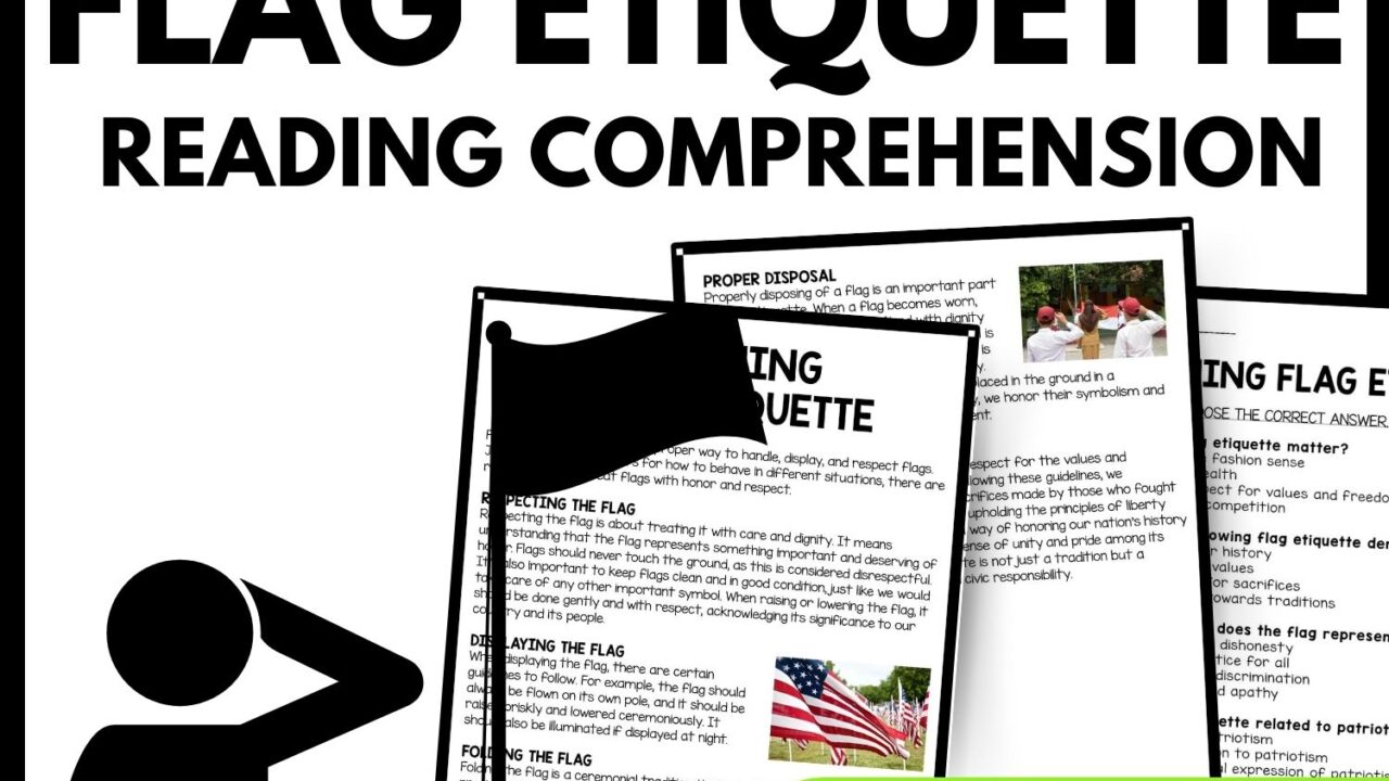 Learning Flag Etiquette Reading Comprehension Worksheet-Printable and Editable