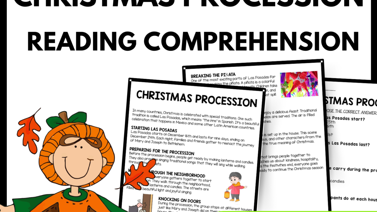 Christmas Procession Reading Comprehension Worksheet-Printable and Editable