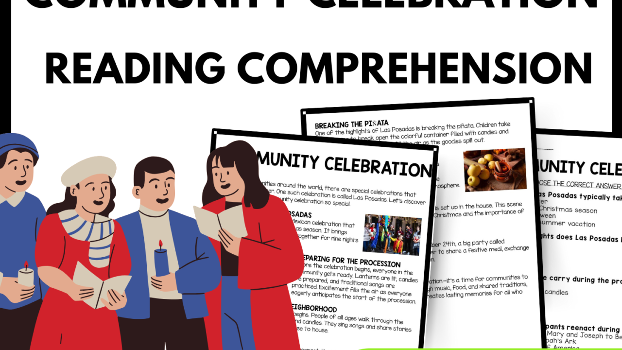 Community Celebration Reading Comprehension Worksheet-Printable and Editable