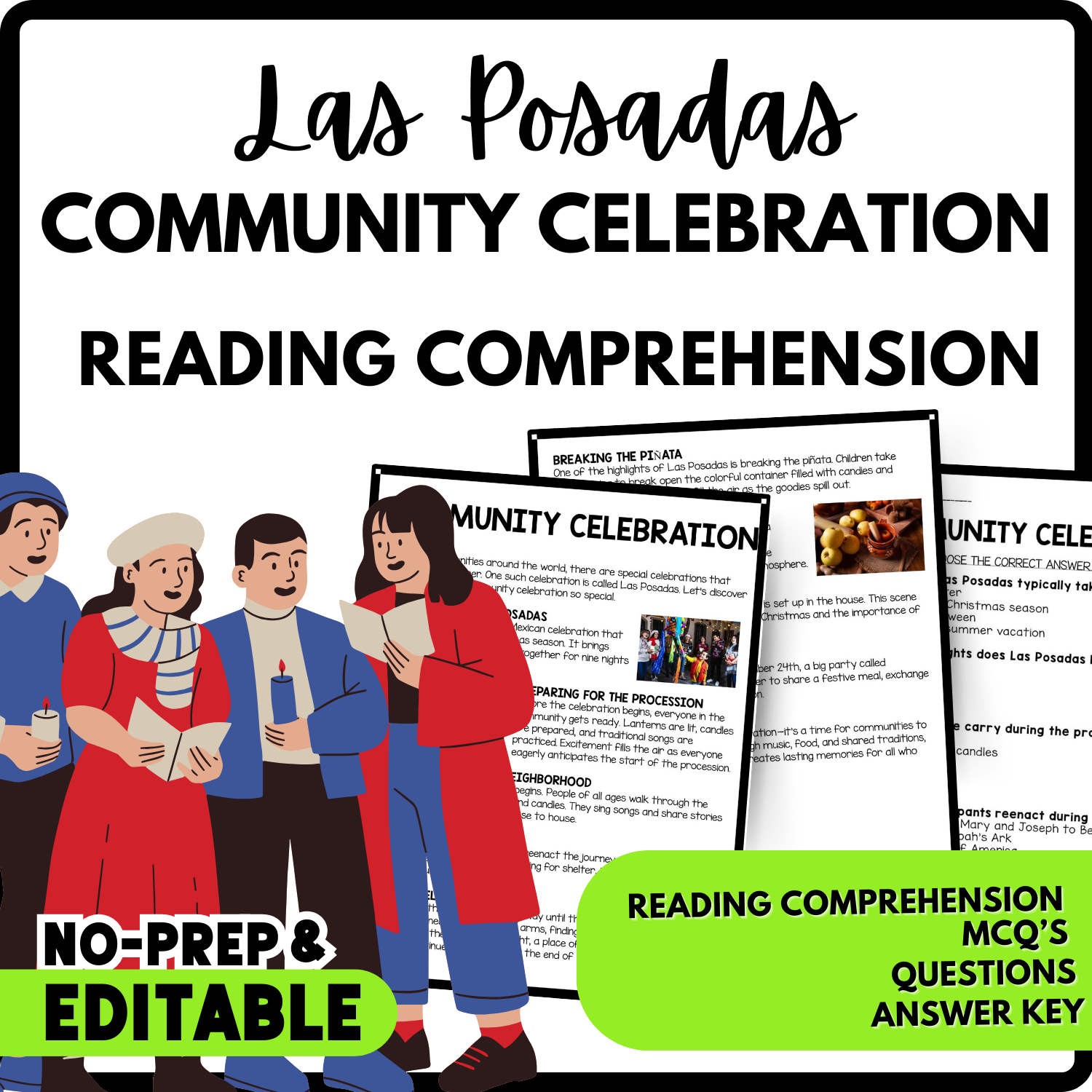 Community Celebration Reading Comprehension Worksheet-Printable and Editable