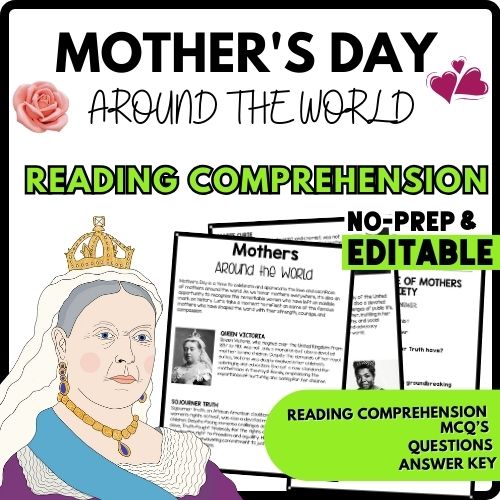 The Importance of Mothers in Society Reading Comprehension Worksheet-Printable and Editable