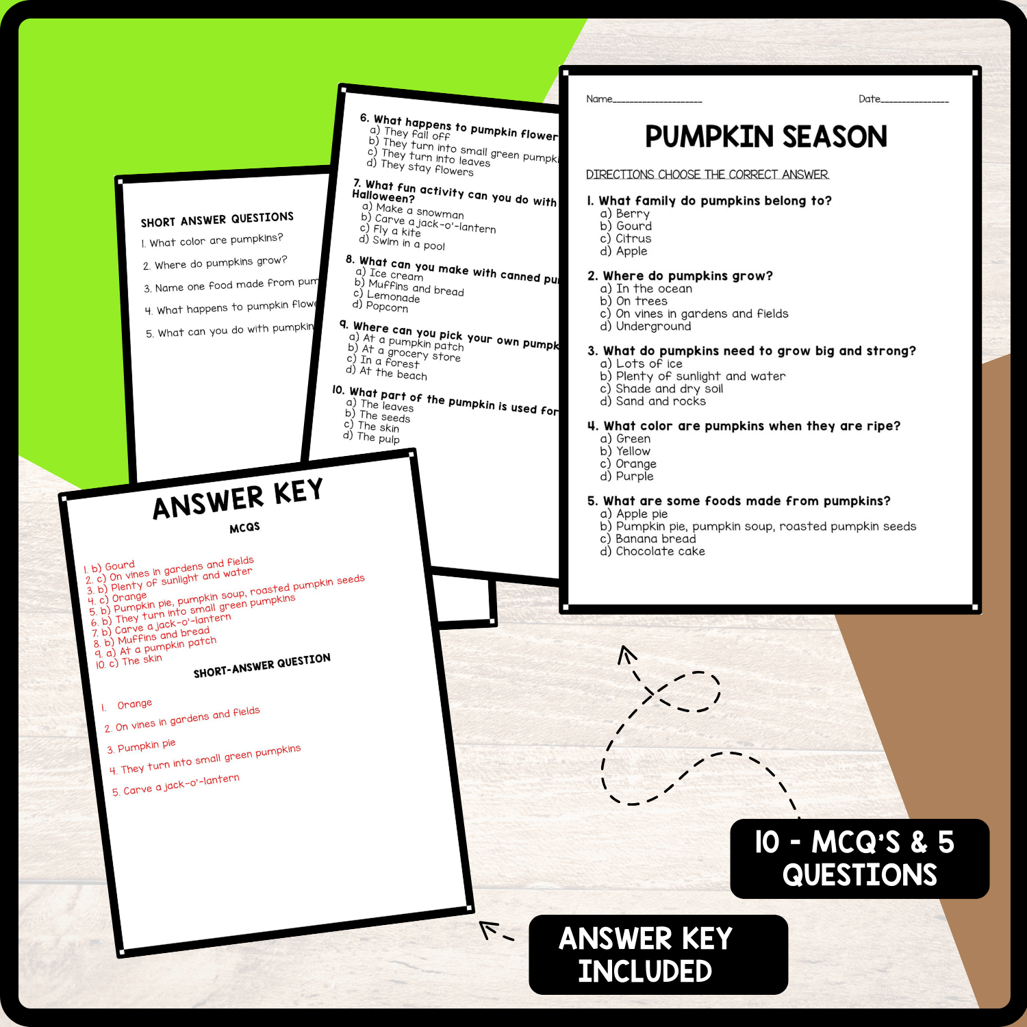 Pumpkin Season Reading Comprehension Worksheet-Printable and Editable