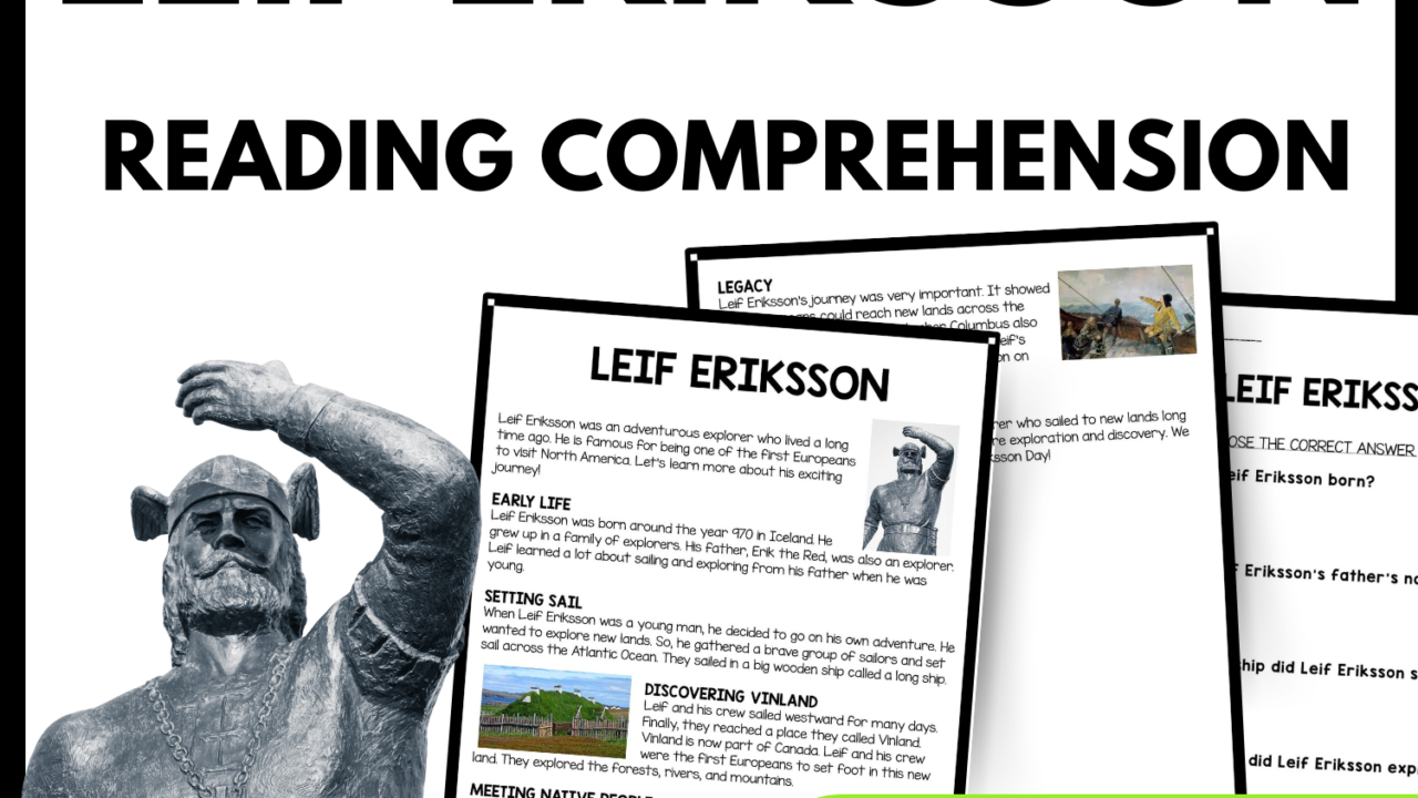 Leif Eriksson Reading Comprehension Worksheet-Printable and Editable