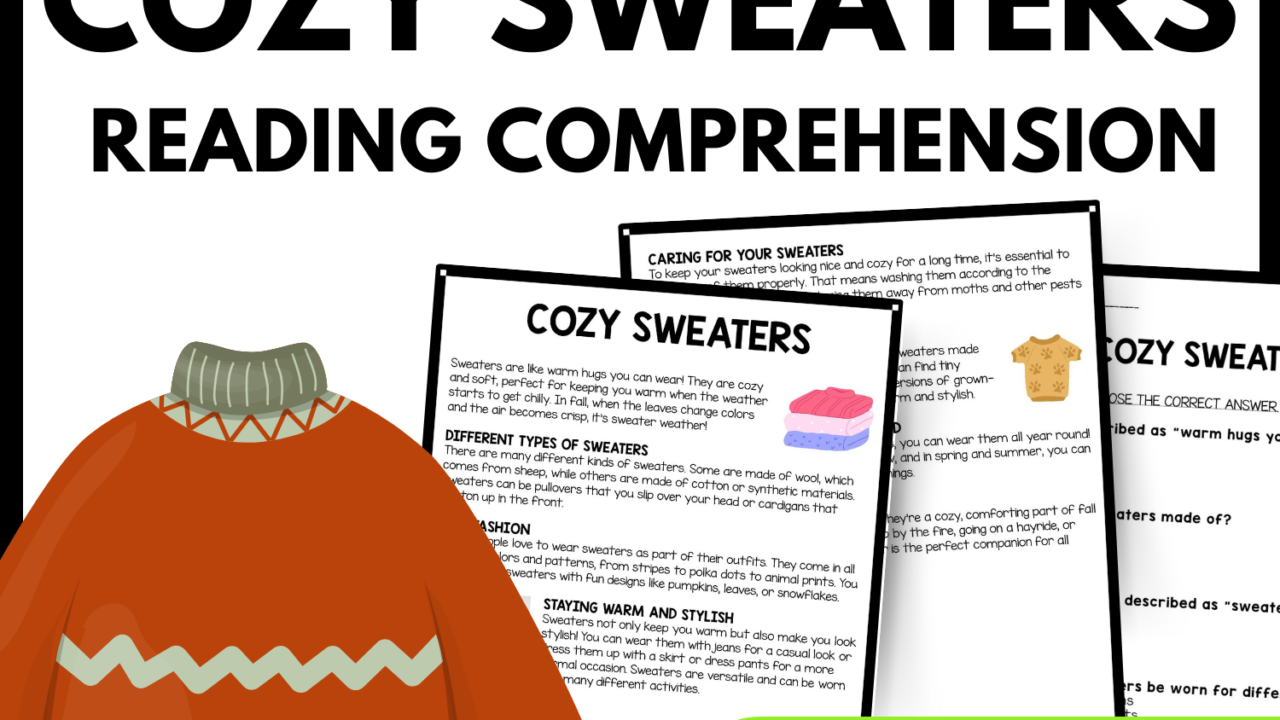 Women's History Month Cozy Sweaters Reading Comprehension Worksheet-Printable and Editable