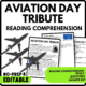 Aviation Day Tribute Reading Comprehension Worksheet-Printable and Editable