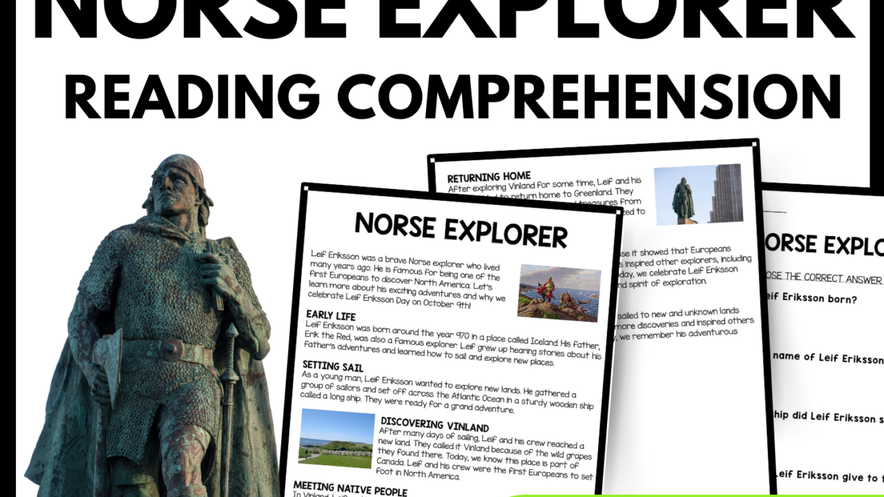 Norse Explorer Reading Comprehension Worksheet-Printable and Editable