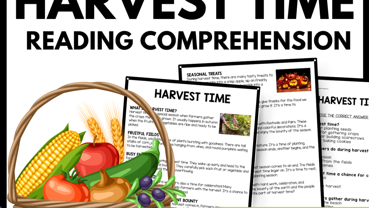 Women's History Month Harvest Time Reading Comprehension Worksheet-Printable and Editable