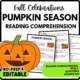 Women's History Month Pumpkin Season Reading Comprehension Worksheet-Printable and Editable