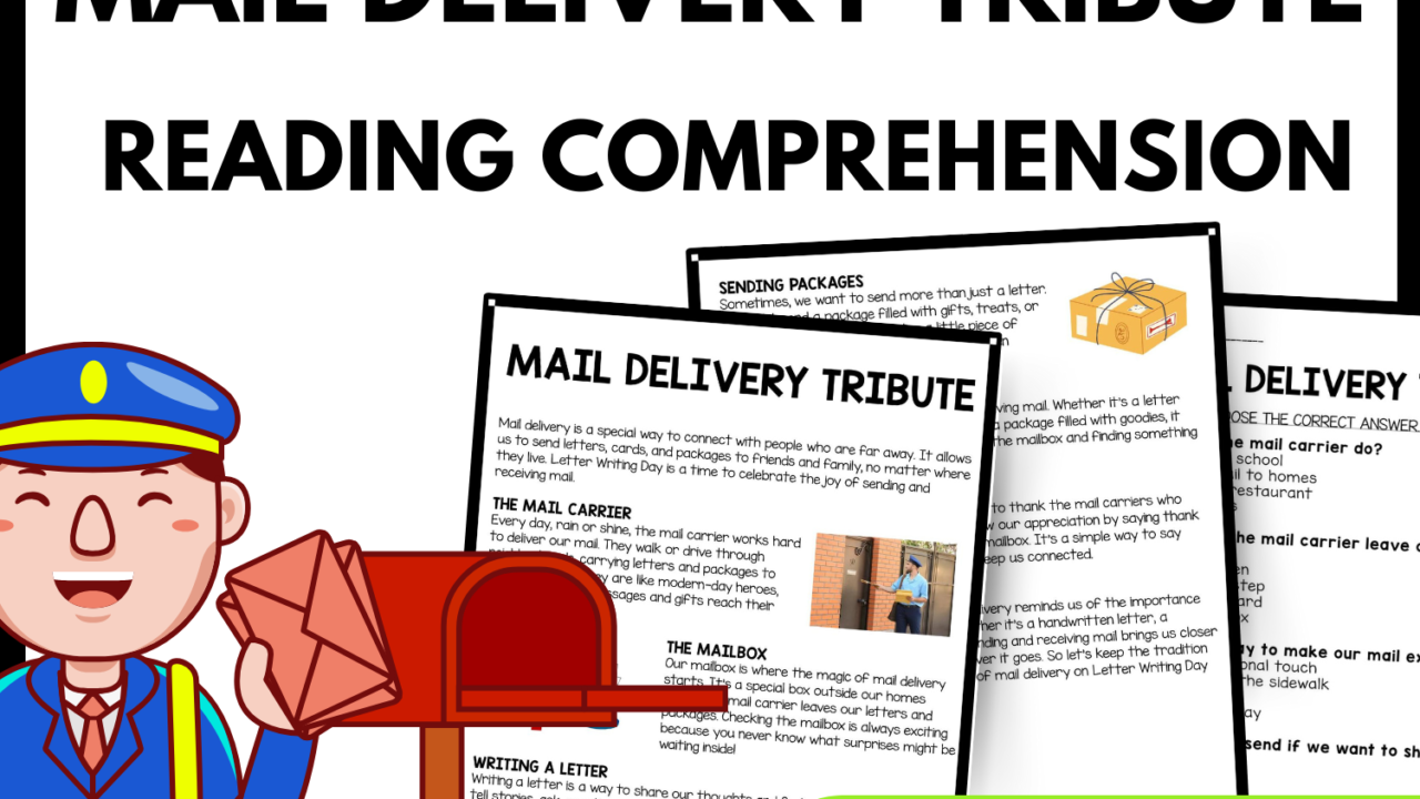 Mail Delivery Tribute Reading Comprehension Worksheet-Printable and Editable