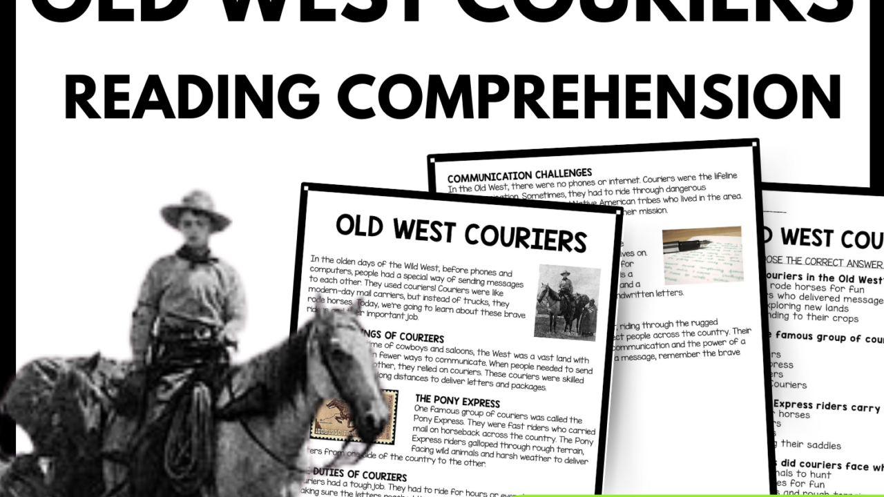 Old West Couriers Reading Comprehension Worksheet-Printable and Editable