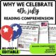 Why do we celebrate the 4th of July? Reading Comprehension Worksheet-Printable and Editable