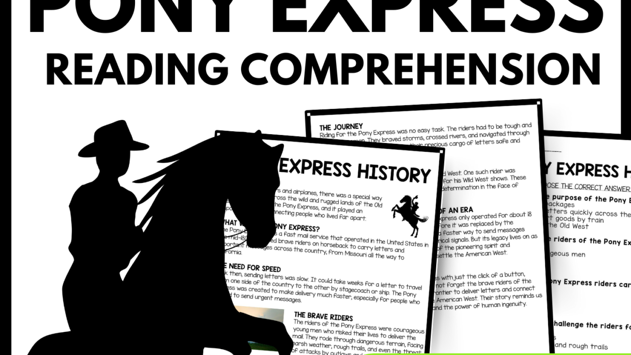 Pony Express History Reading Comprehension Worksheet-Printable and Editable