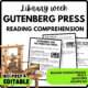 Gutenberg and the Printing Press Reading Comprehension Worksheet-Printable and Editable