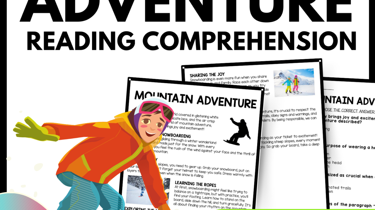 Mountain Adventure Reading Comprehension Worksheet-Printable and Editable