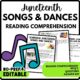 Learning Juneteenth Songs and Dances Reading Comprehension Worksheet-Printable and Editable