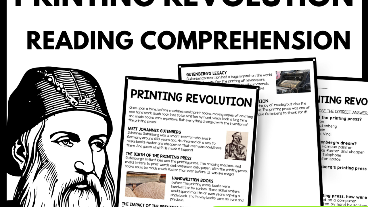 Printing Revolution Reading Comprehension Worksheet-Printable and Editable