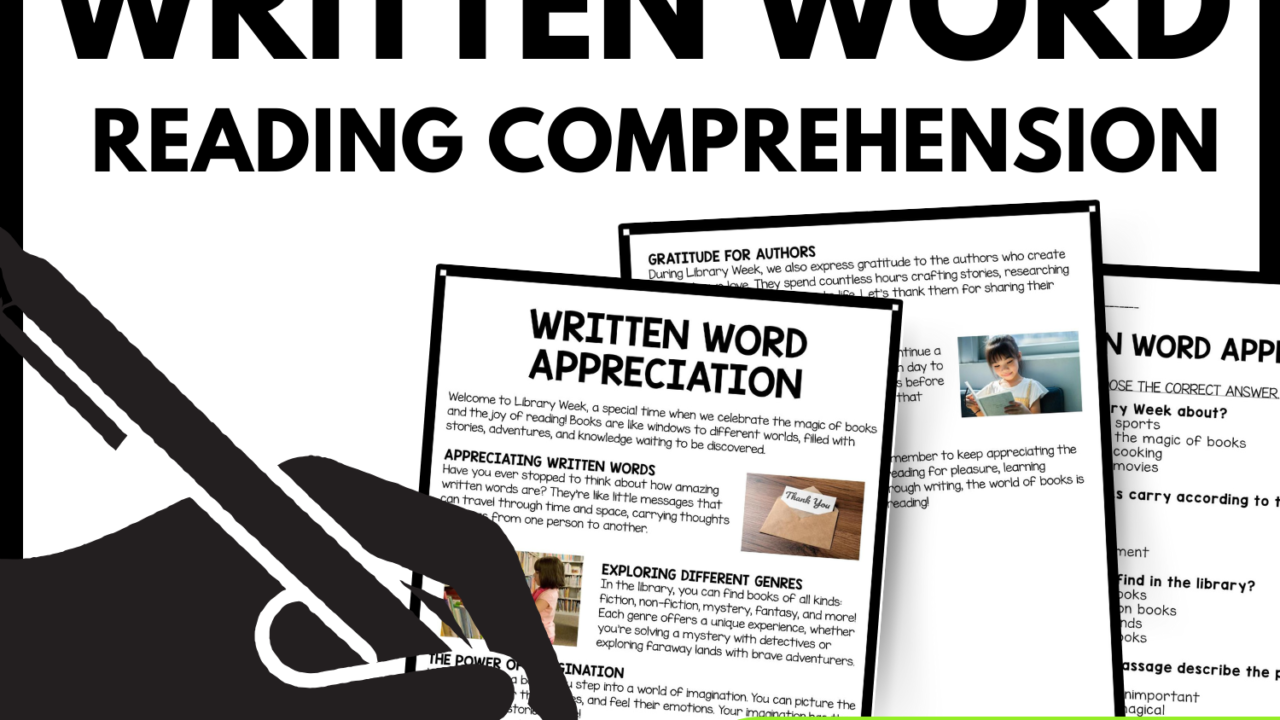 Written Word Appreciation Reading Comprehension Worksheet-Printable and Editable