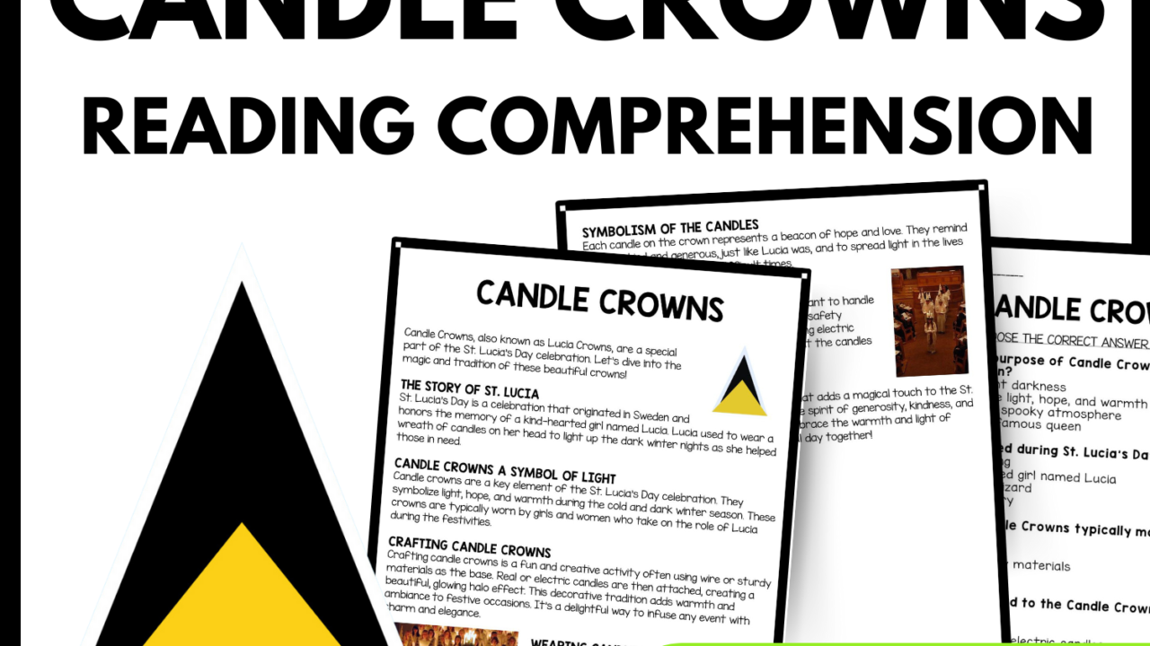 Candle Crowns Reading Comprehension Worksheet-Printable and Editable