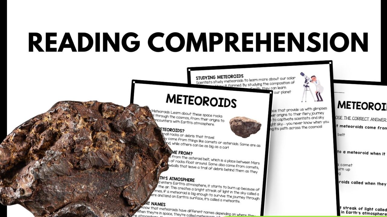 Meteoroids Space Rocks Reading Comprehension Worksheet-Printable and Editable