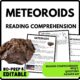 Meteoroids Space Rocks Reading Comprehension Worksheet-Printable and Editable