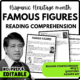 Women's History Month Famous Figures Reading Comprehension Worksheet-Printable and Editable